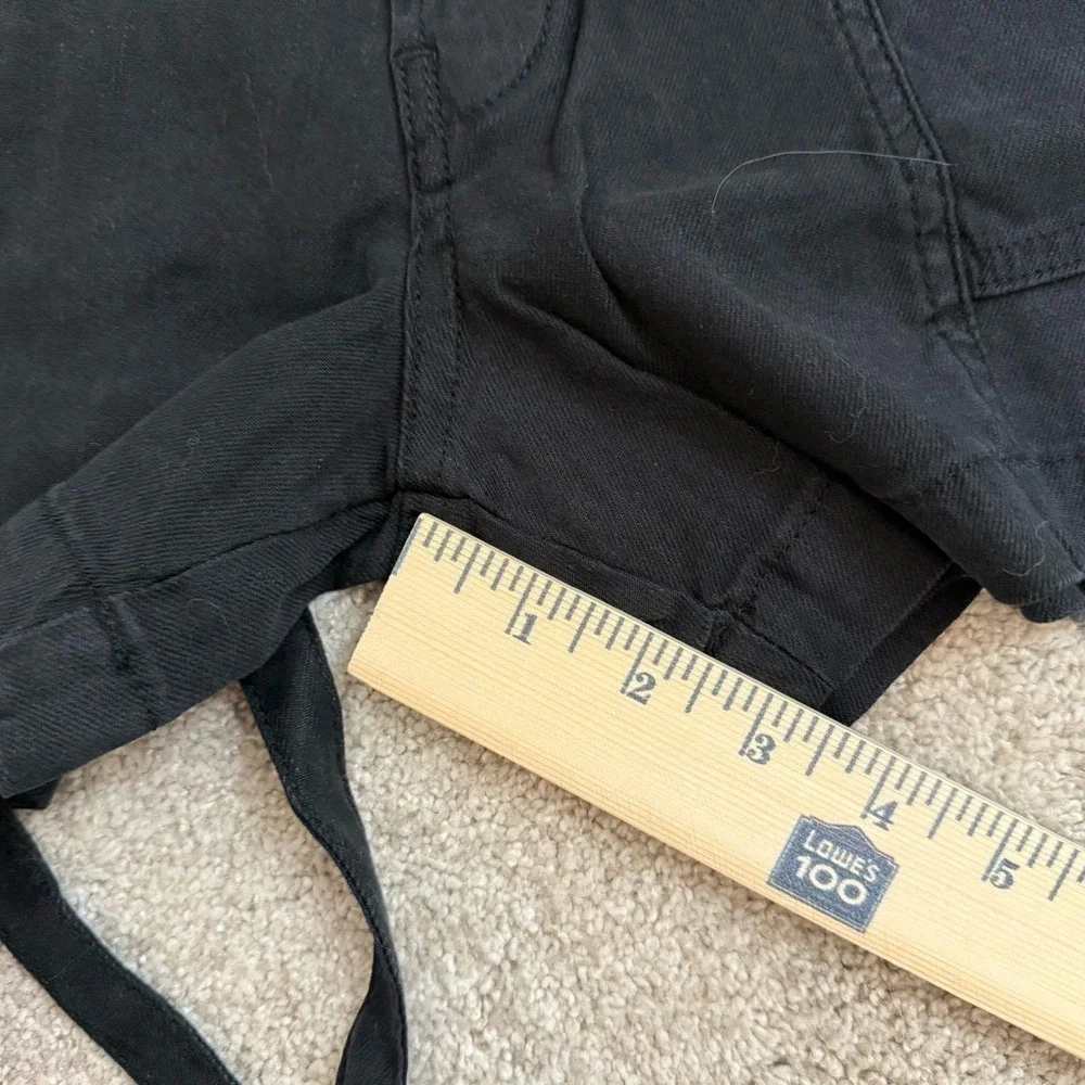 Women's Paper Bag Waist Belted Black Shorts